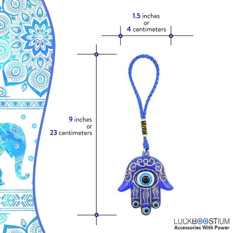 LUCKBOOSTIUM Hamsa Hand Amulet for Protection â€“ Blue, White & Black Evil Eye Car Charm â€“ Hamsa Evil Eye Rearview Mirror Hanging Ornament for Car, Home & Office â€“ Evil Eye Protection from Bad Spirits - Image 2